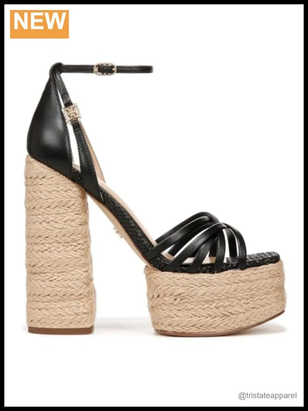 Platform Heeled Sandals Ankle Strap Buckle Leather